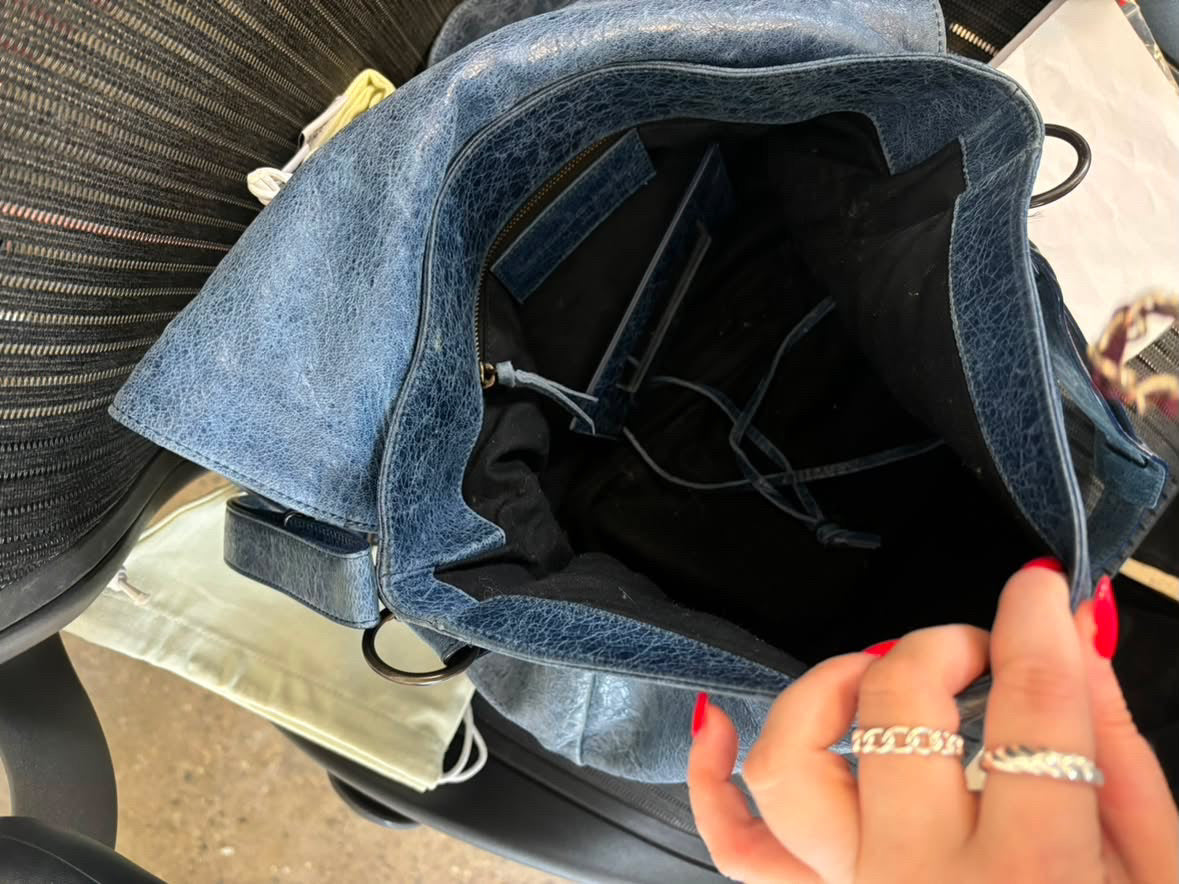 BALENCIAGA blue motocross classic day hobo