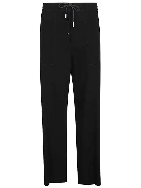THE ROW black wool blend dress pants with drawstring waist