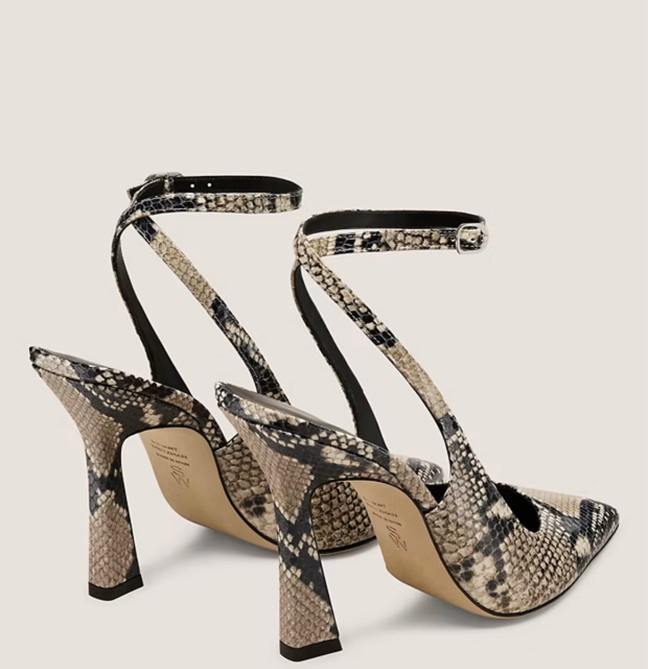 Stuart Weitzman Vinnie 100 Strap Pumps in Classic Snake