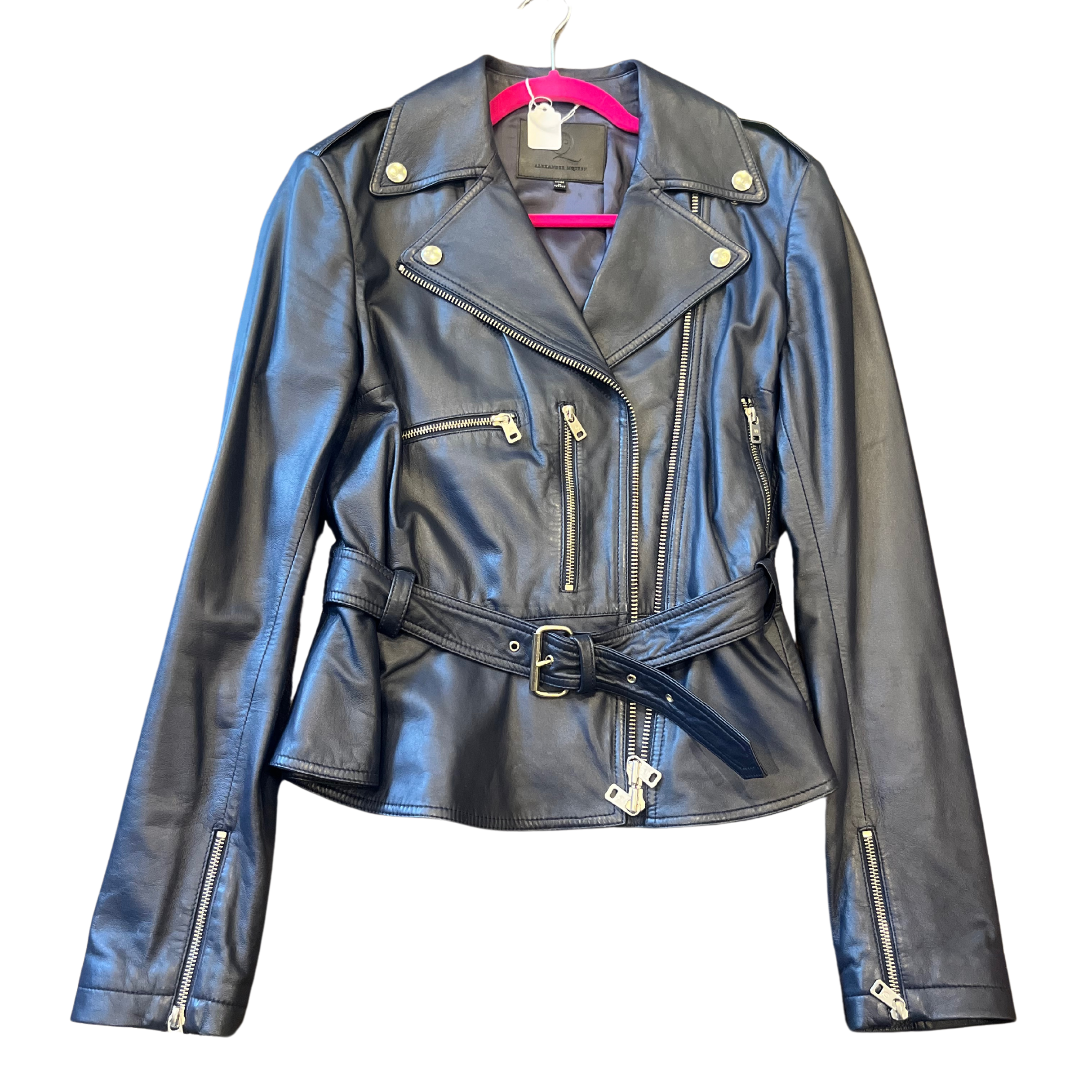 Alexander mcqueen leather on sale jacket