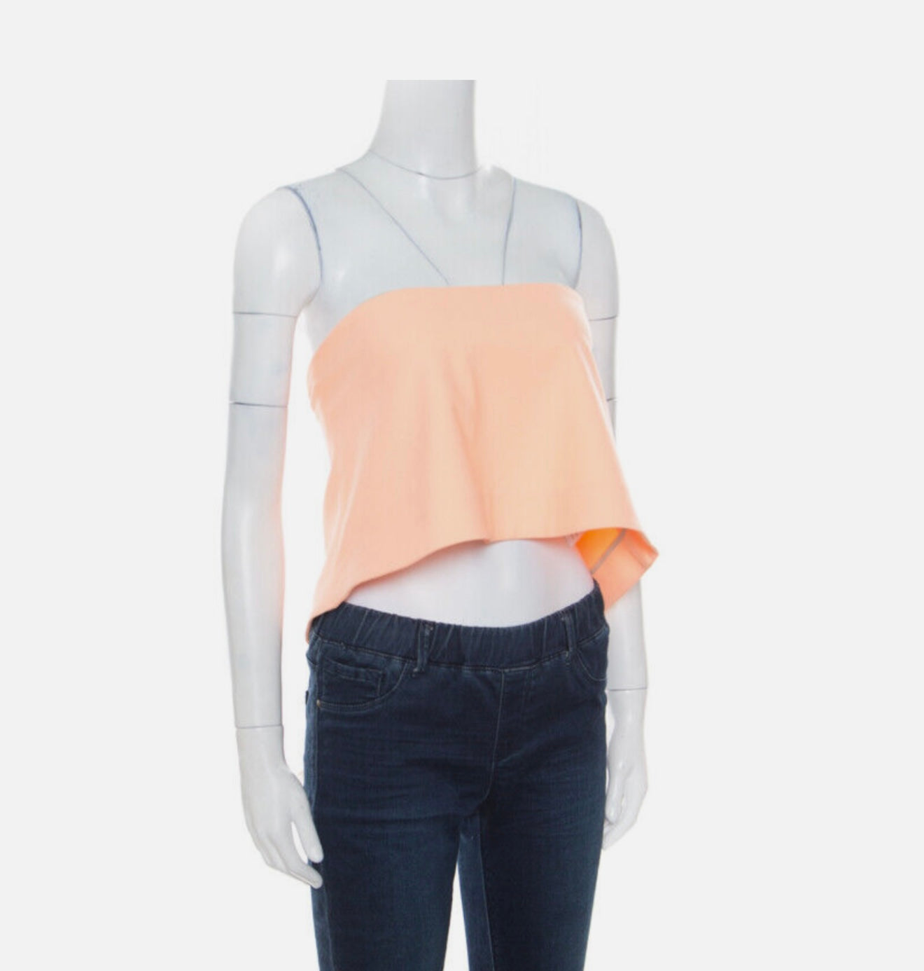 Elizabeth & James Sunwashed Orange Ponte Knit Strapless Addilyn Crop Top