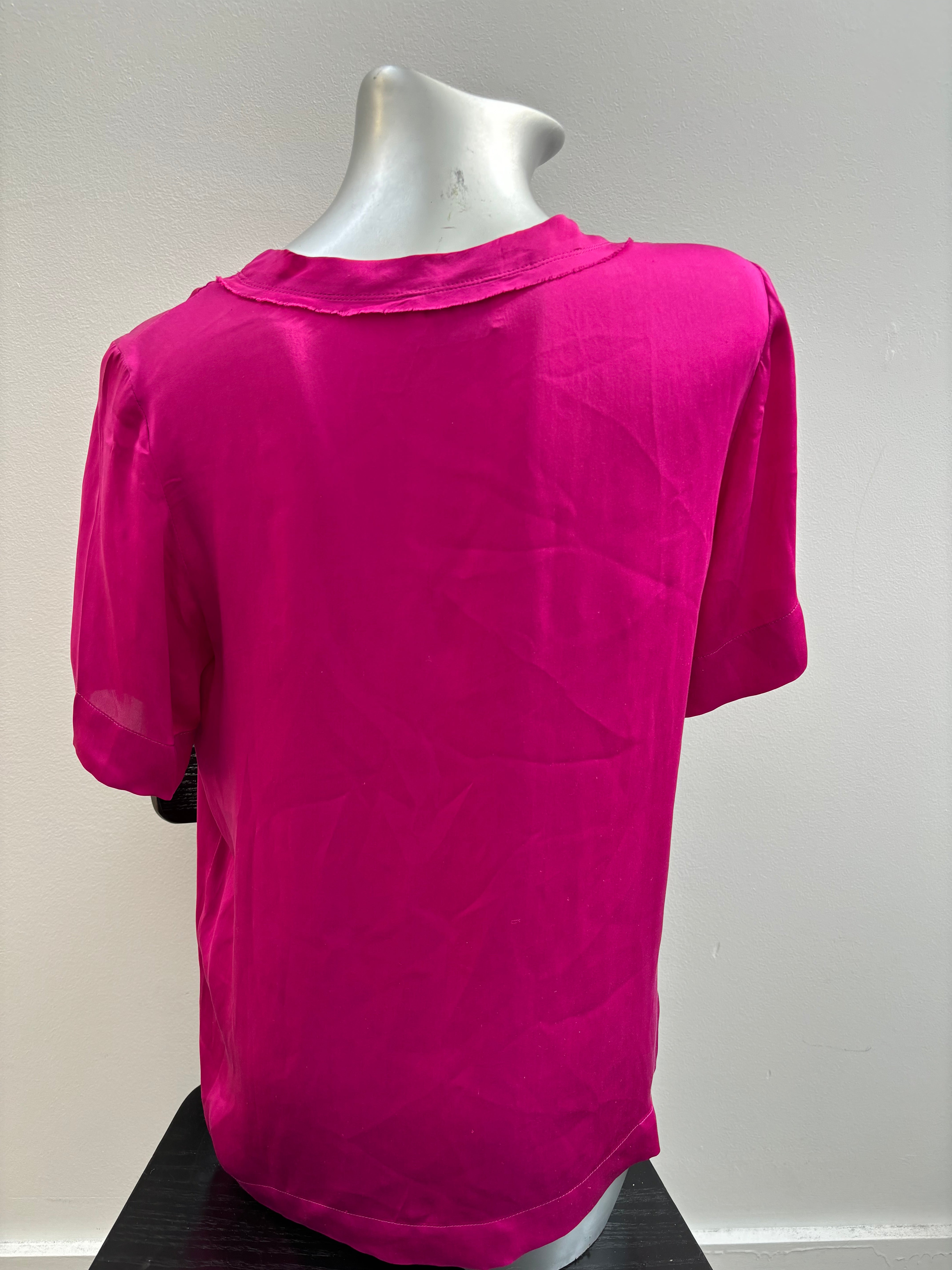 LANVIN fuscia silk short sleeve top
