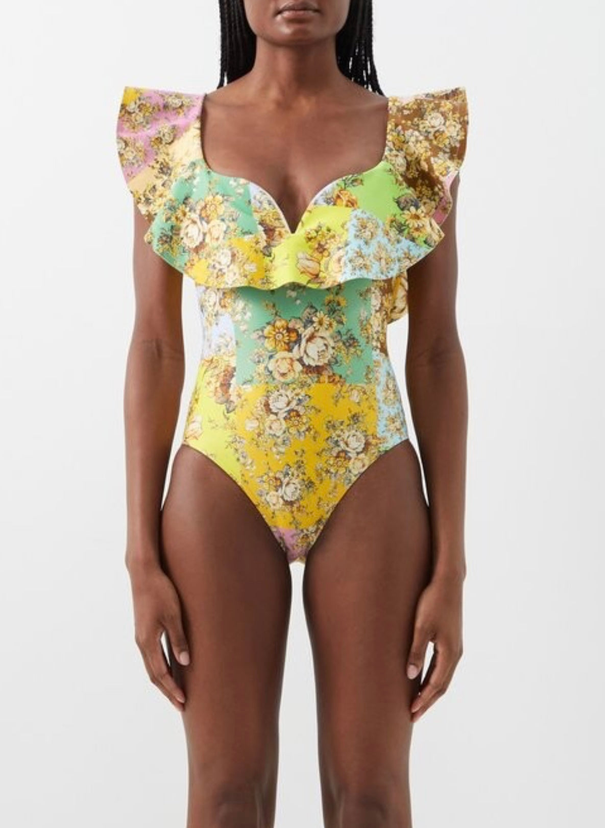ALÉMAIS Alémais - Matilde Ruffled Floral-print Swimsuit - Yellow Multi