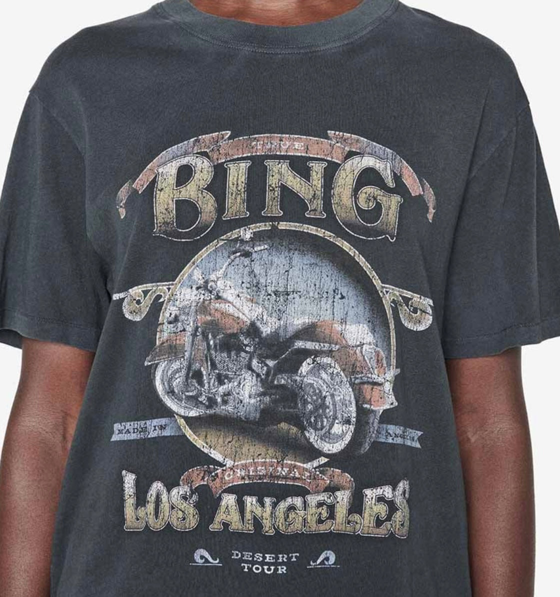 ANINE BING LILI TEE BIKER IN WASHED BLACK
