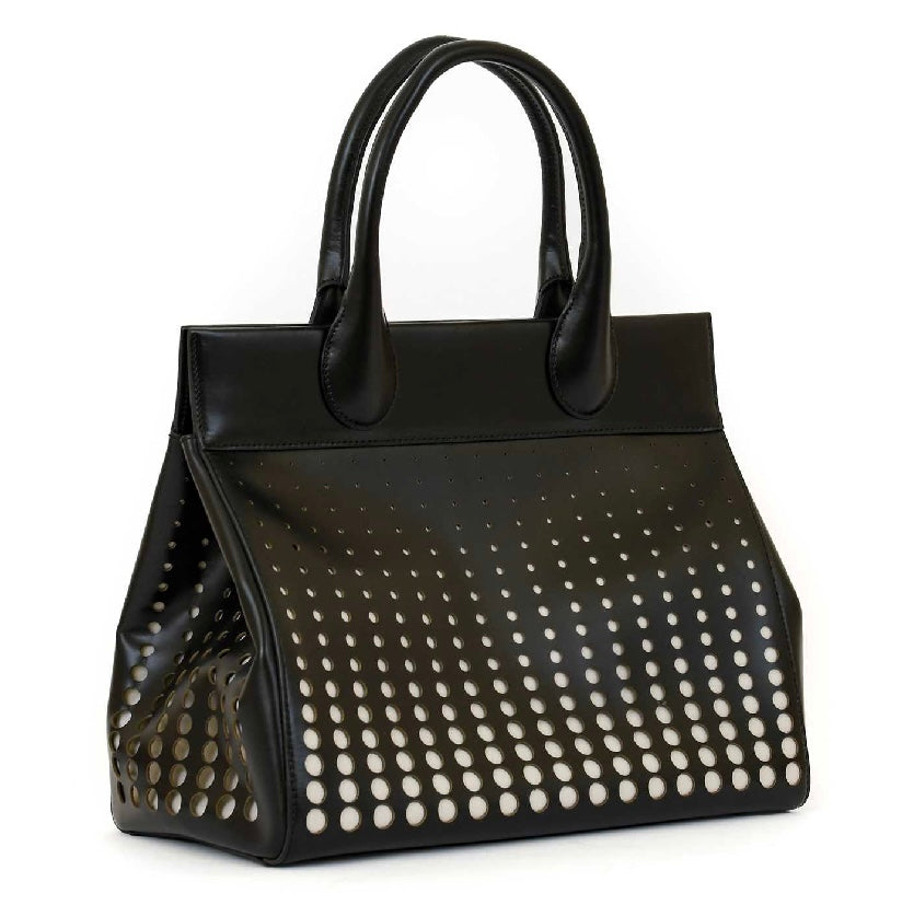 ALAIA PARIS BLACK LEATHER MONOCHROME LASER