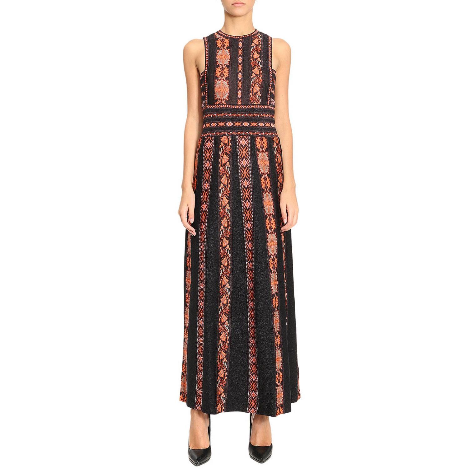 MISSONI black sparkle red printed long dress