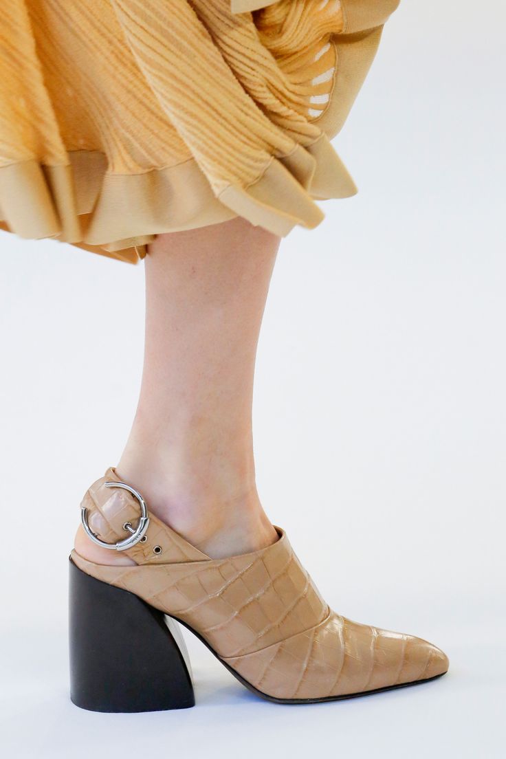 Chloe Wave Embossed Leather Mules