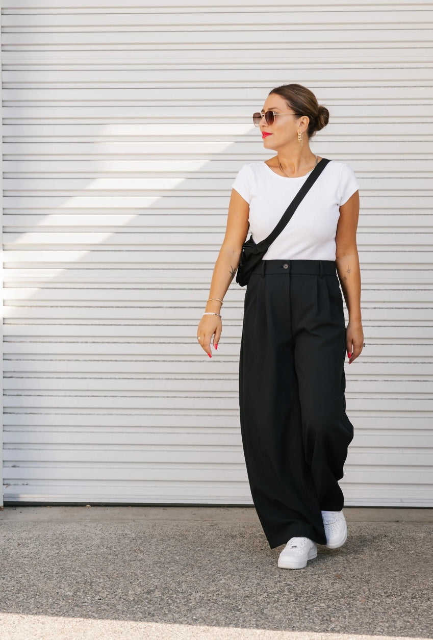 SMASH & TEES - HARPER WIDE LEG PANT II IN MIDNIGHT BLACK