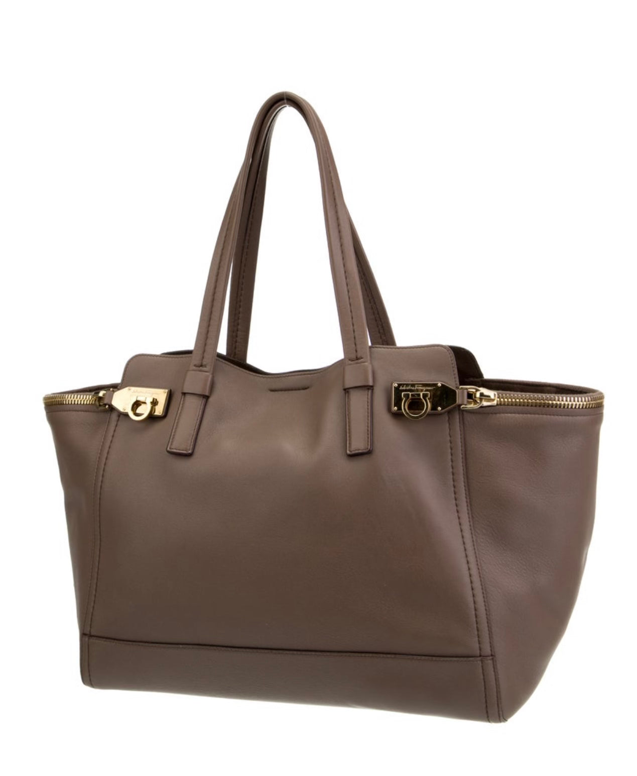 SALVATORE FERRAGAMO brown leather shoulder bag