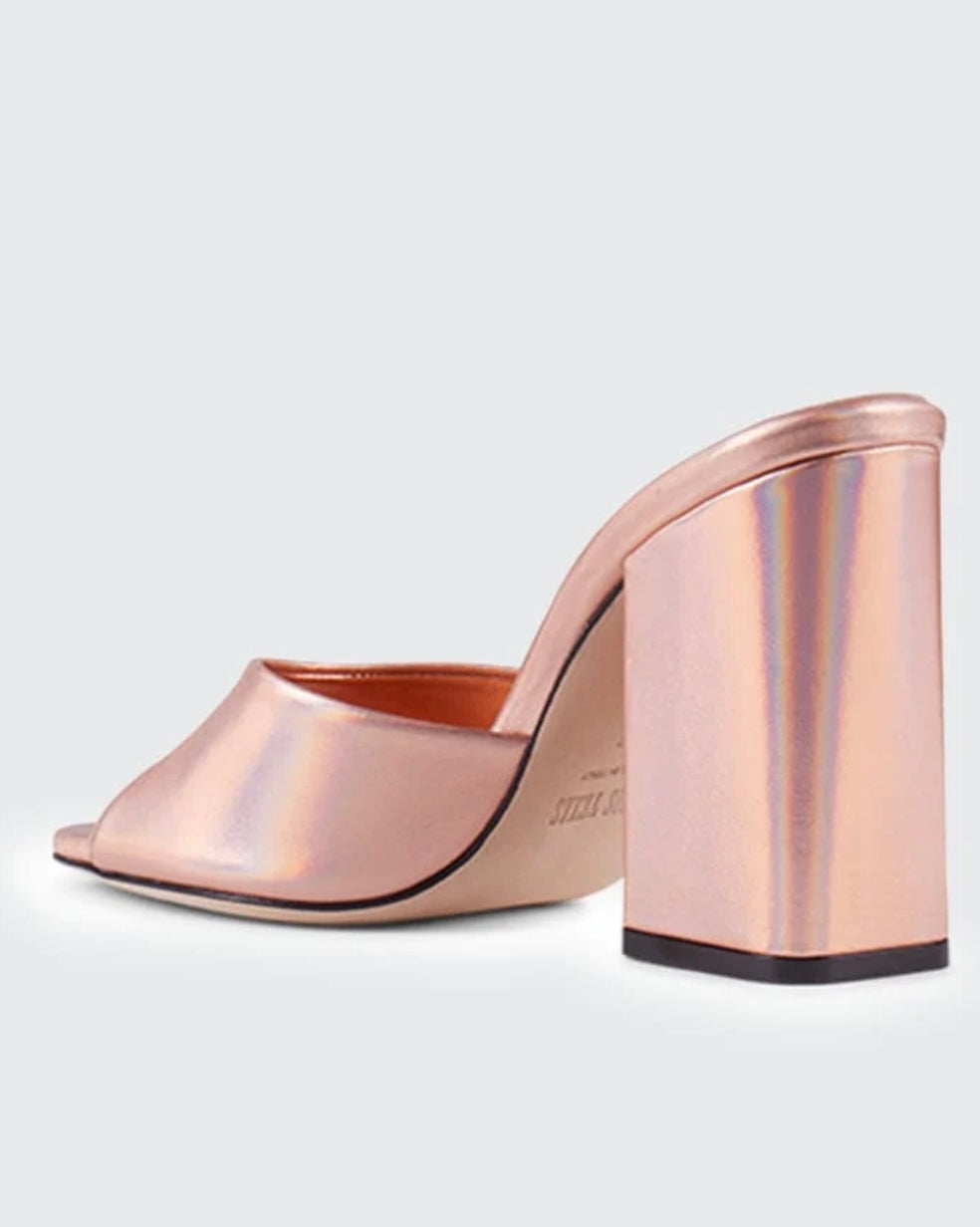 PARIS TEXAS ANJA MULE METALLIC RAINBOW PEACH