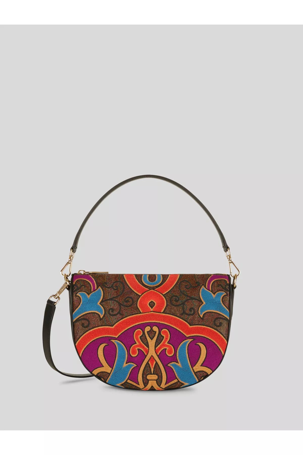 ETRO crossbody black leather bag with multicolour embroidery w dust bag