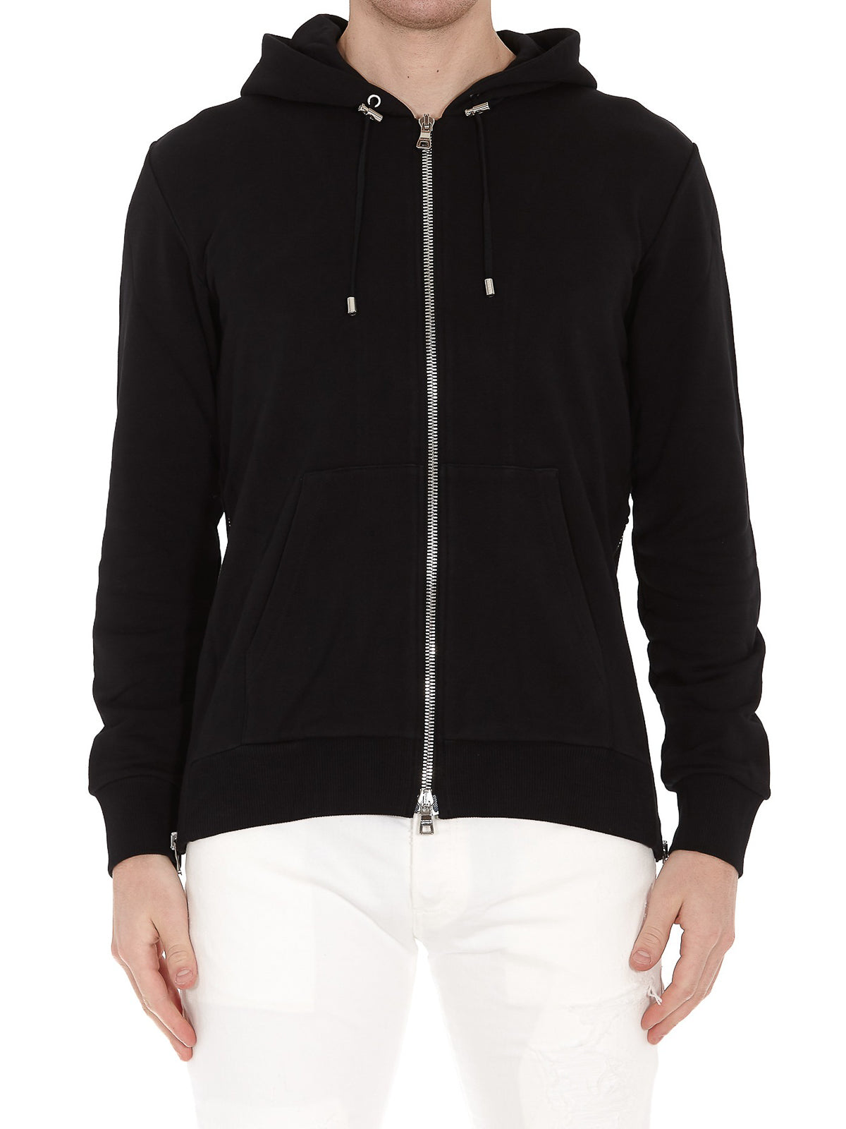 BALMAIN black zip up hoodie