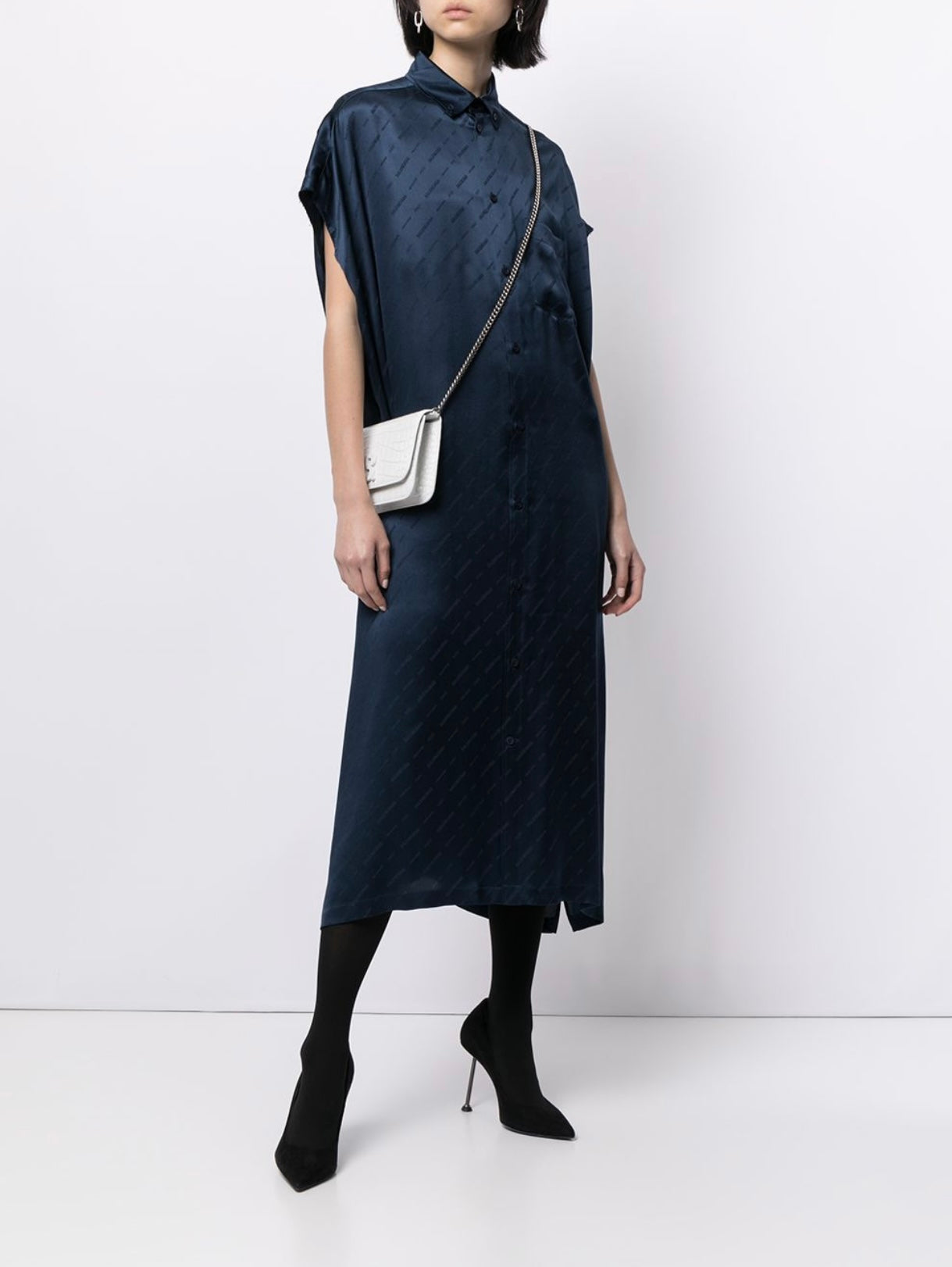 Balenciaga Jacquard Logo Silk Midi Dress