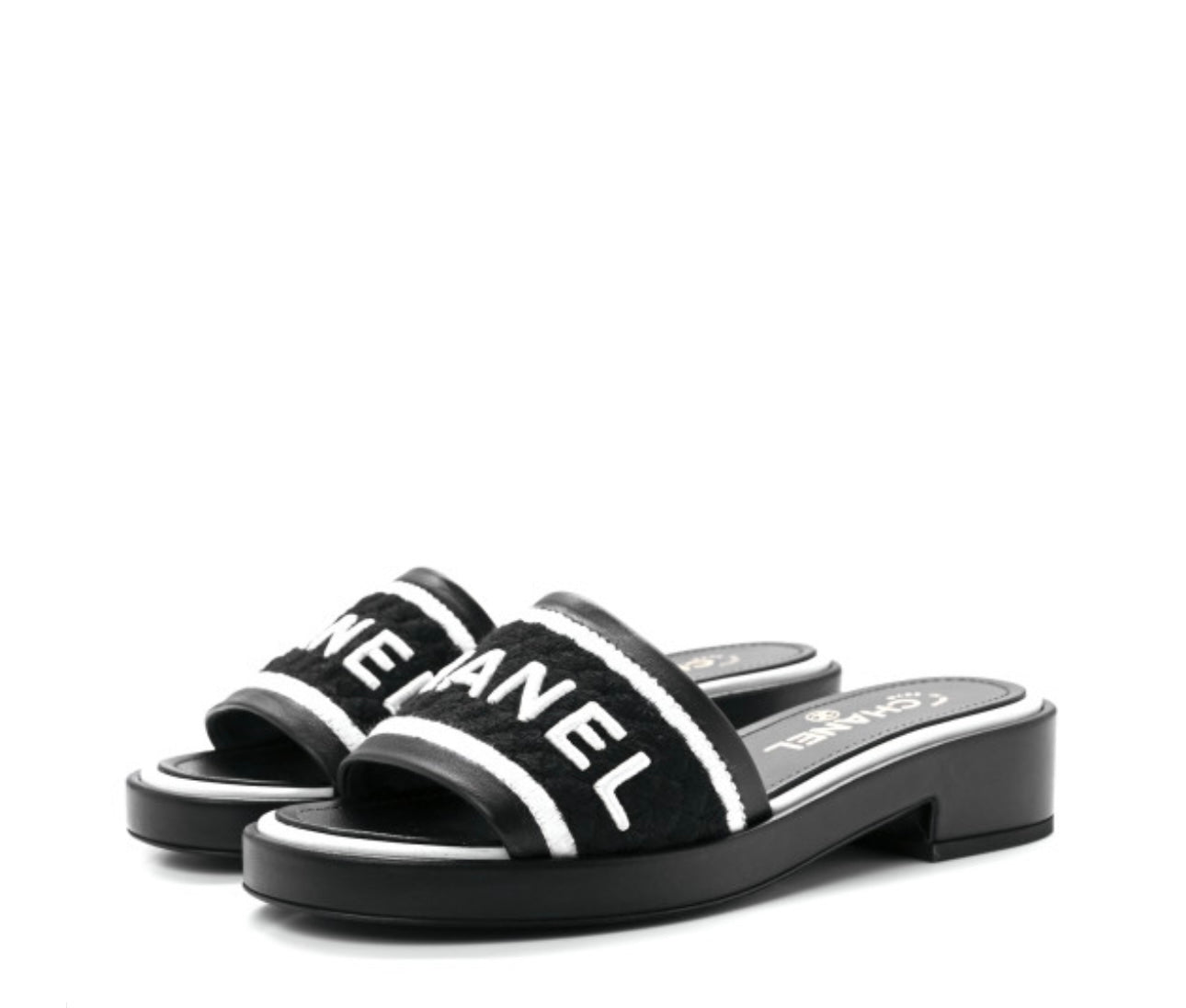 Preloved Chanel -
Lambskin Embroidered CC Mule Sandal