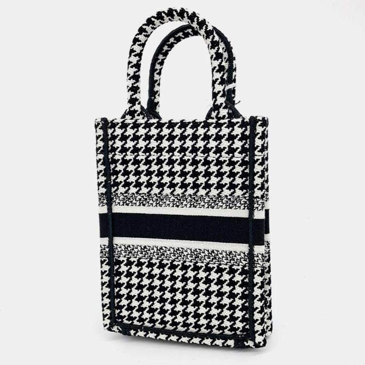 Dior Houndstooth Embroidery Mini Tote