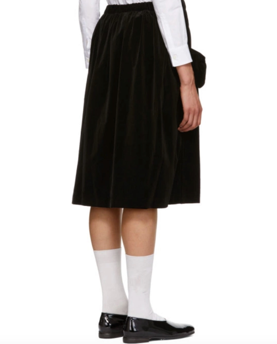 COMME DES GARÇON black midi skirt with bows on pocket