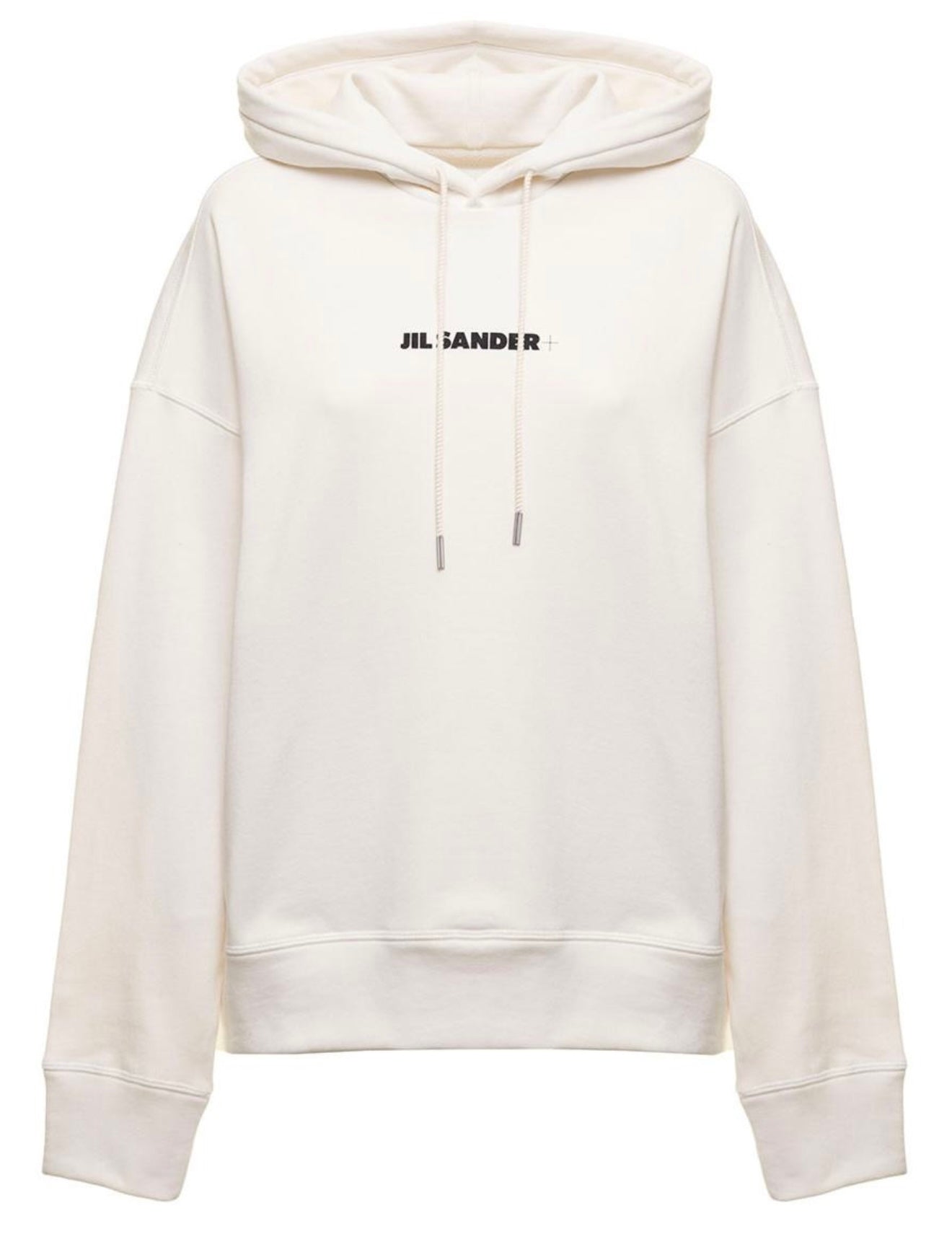 Jil Sander White Cotton Hoodie With Logo Print
