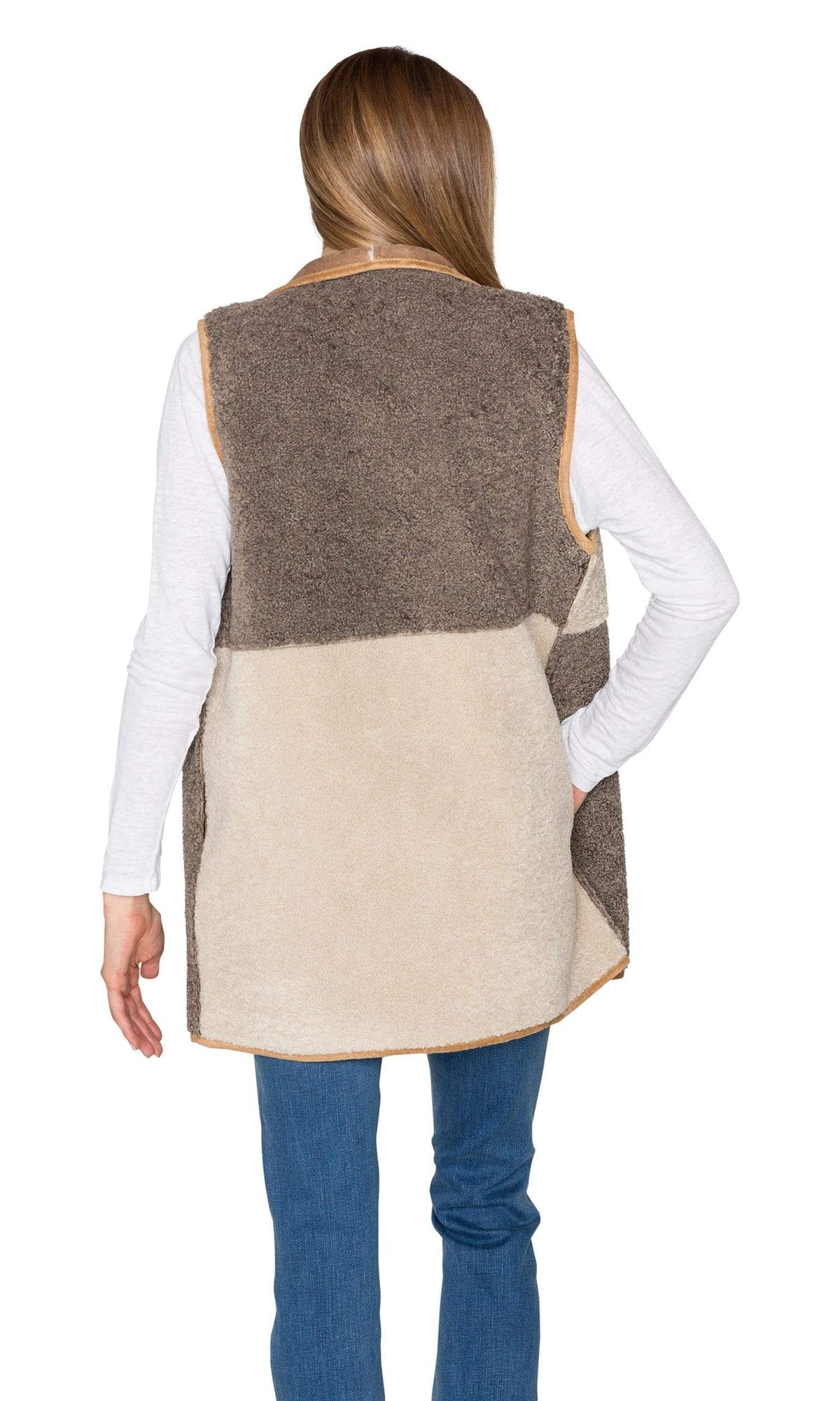VELVET BY GRAHAM & SPENCER 2 tone brown faux fur vest