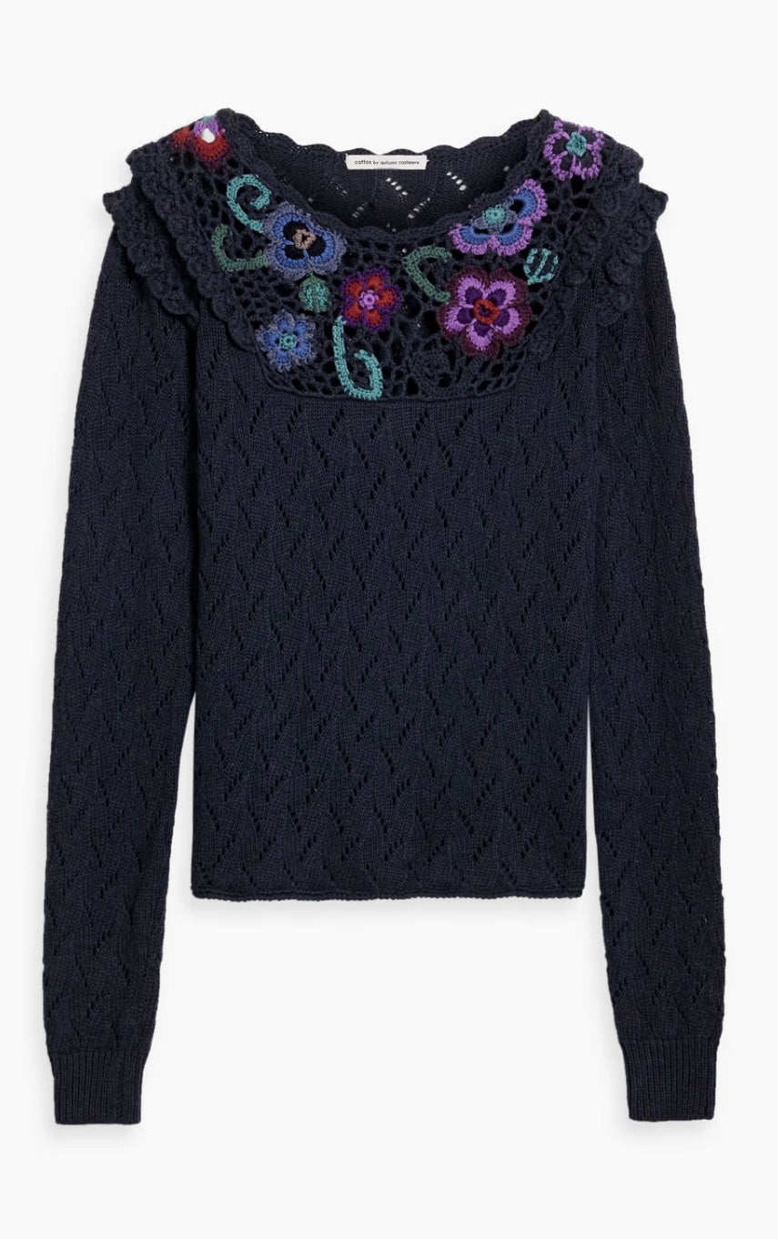 COTTON BY AUTUMN CASHMERE
Crocheted cotton and pointelle-knit sweater