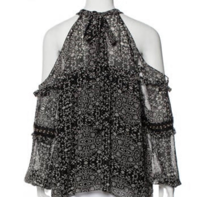 Misa LA Cold Shoulder Floral Blouse