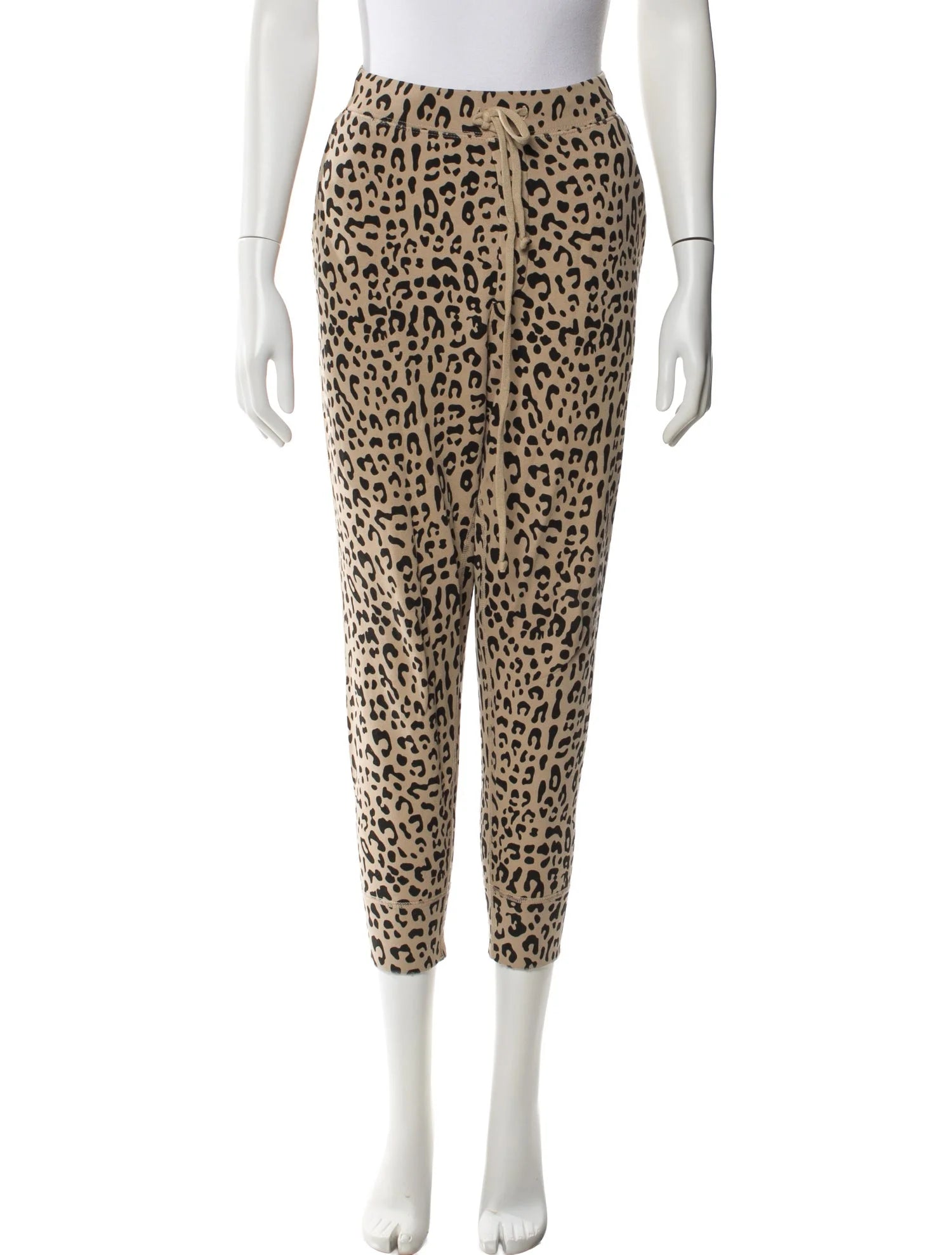 NILI LOTAN beige sweatpants with leopard print