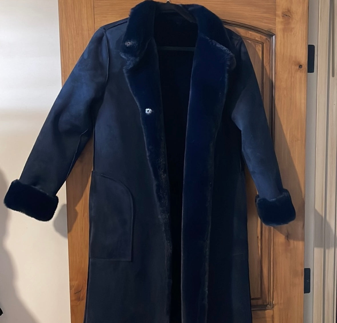 VELVET blue fur reversible jacket