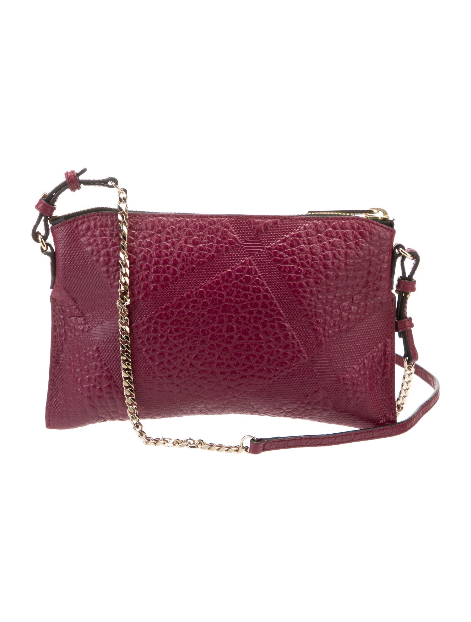 BURBERRY Peyton maroon/burgundy pebbled leather crossbody purse