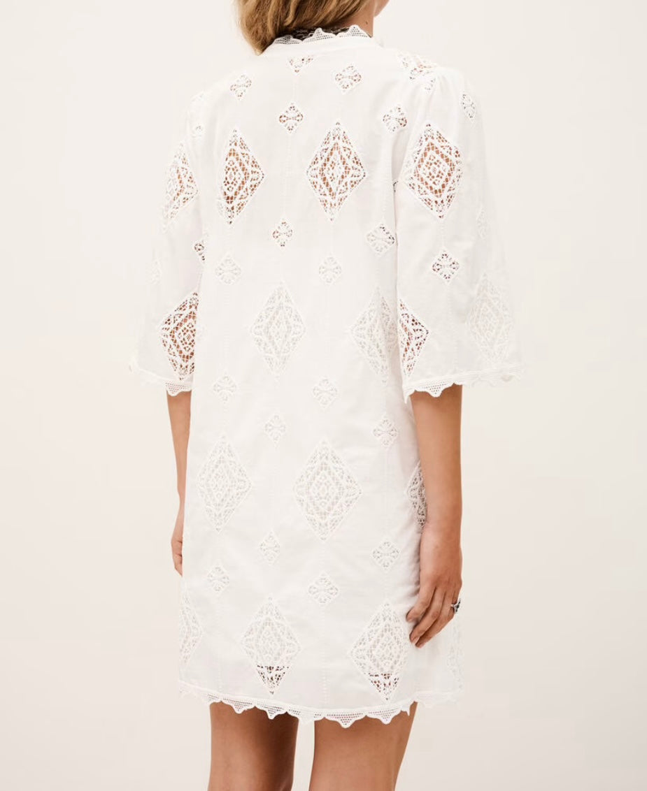 BA&SH Malo Ecru Embroidered Mini Dress