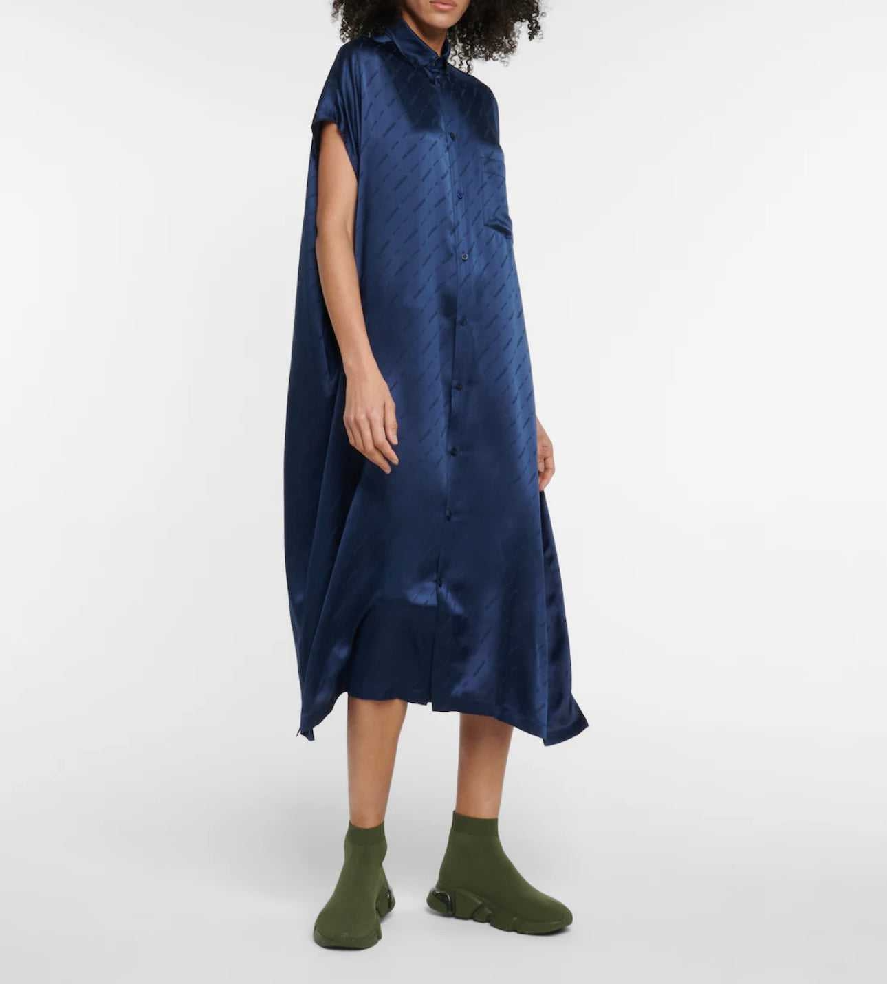 Balenciaga Jacquard Logo Silk Midi Dress