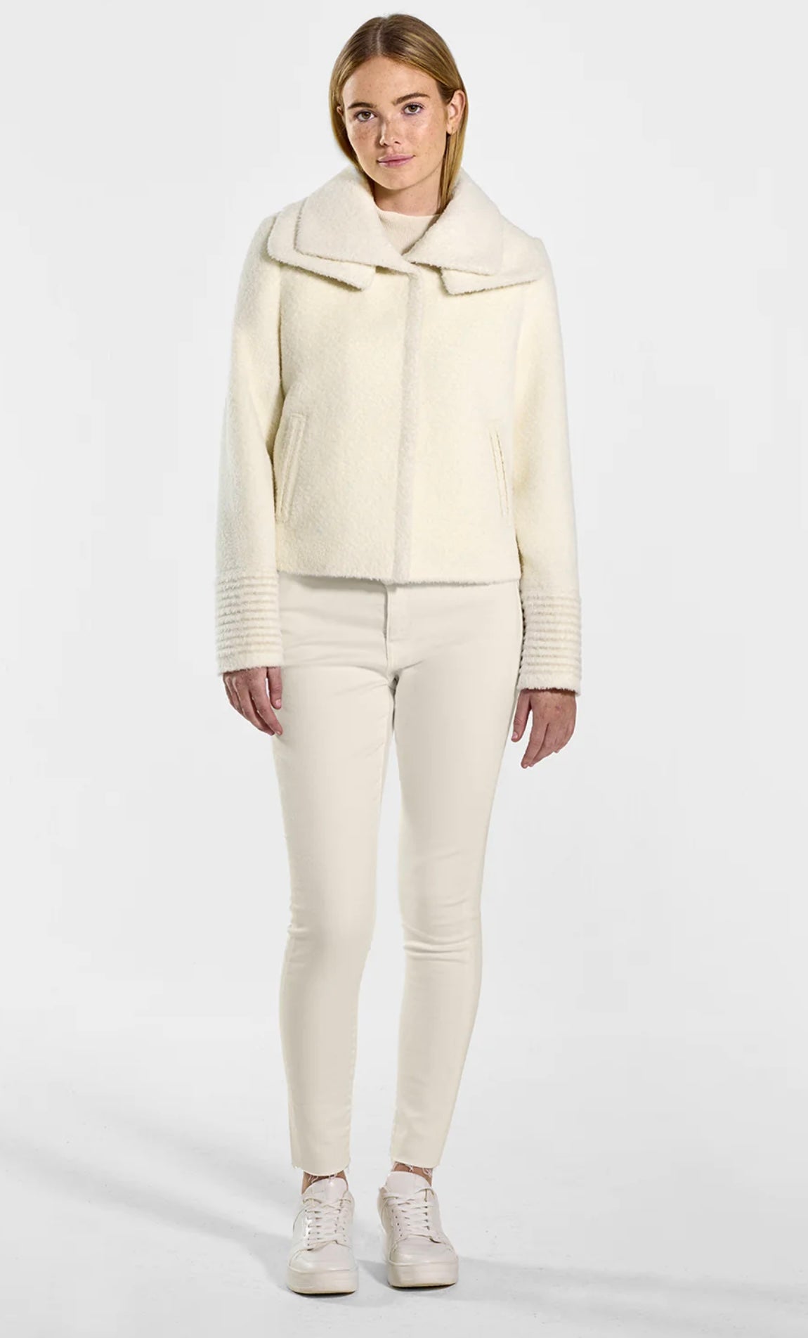 SENTALER - BOUCLÉ ALPACA MOTO JACKET WITH SIGNATURE DOUBLE COLLAR