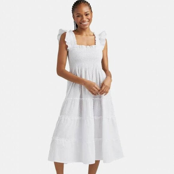 HILLHOUSE the nap dress white with polka dots/white swiss dots