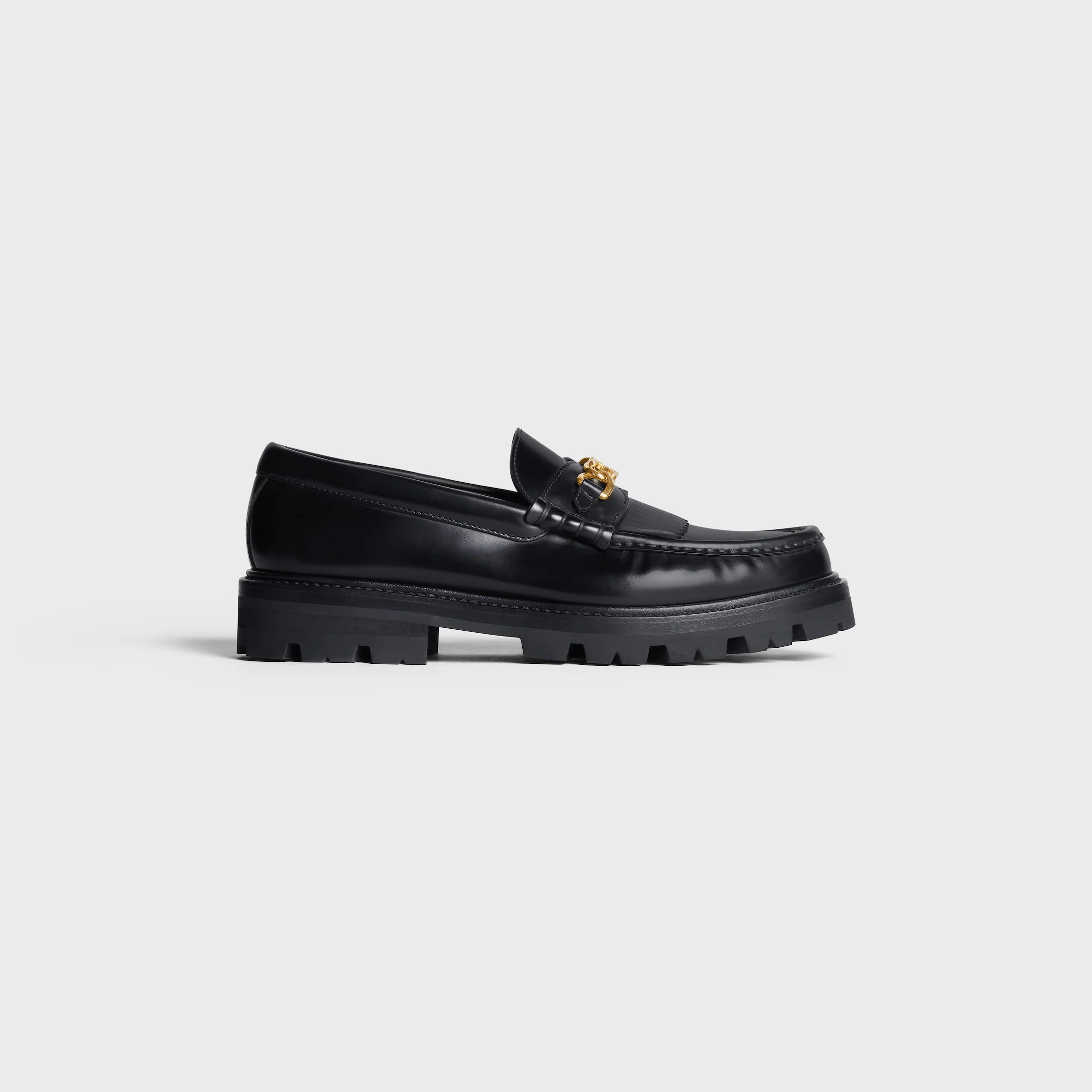 CELINE black loafers with gold logo