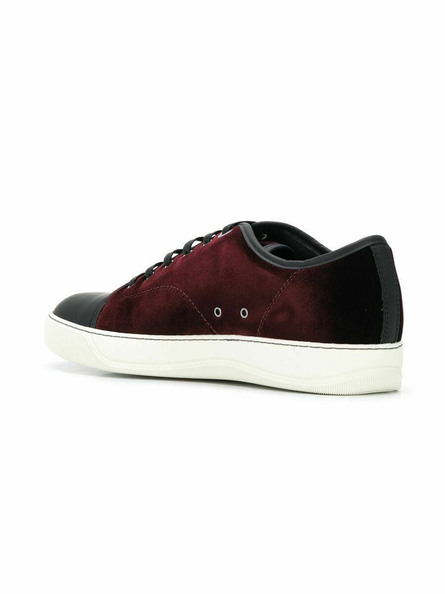 Lanvin Men’s Burgundy Velvet Sneakers
