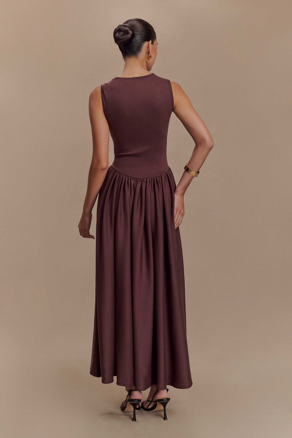MESHKI Sharon Scuba Jersey Midi Dress - Cacao Brown