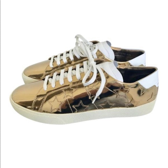 SAINT LAURENT gold sneakers with stars