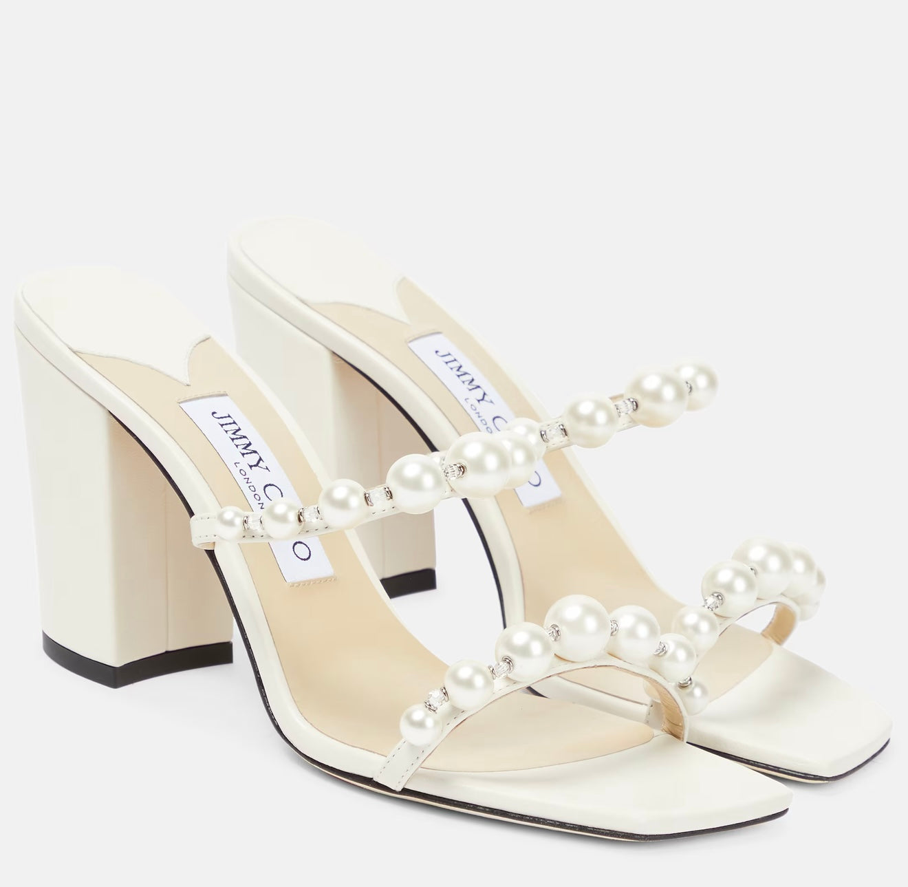 JIMMY CHOO Amara 85 faux pearl-embellished metallic sandals
