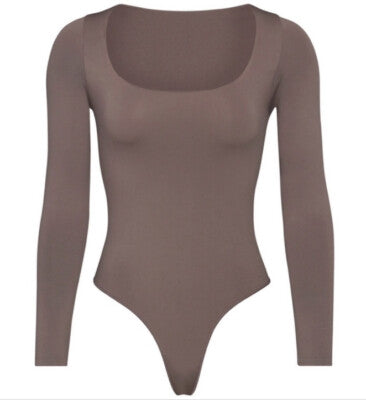 SKIMS brown long sleeve bodysuit