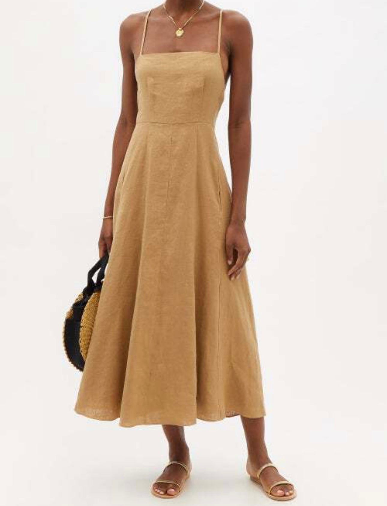 MARA HOFFMAN
Verona Crossover-Back Hemp Midi Dress - Camel