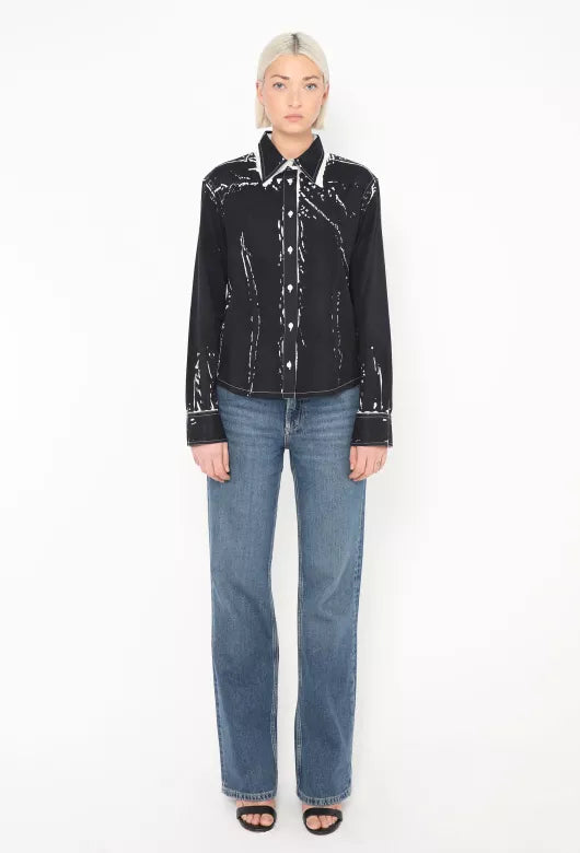 PRADA black/white button up top