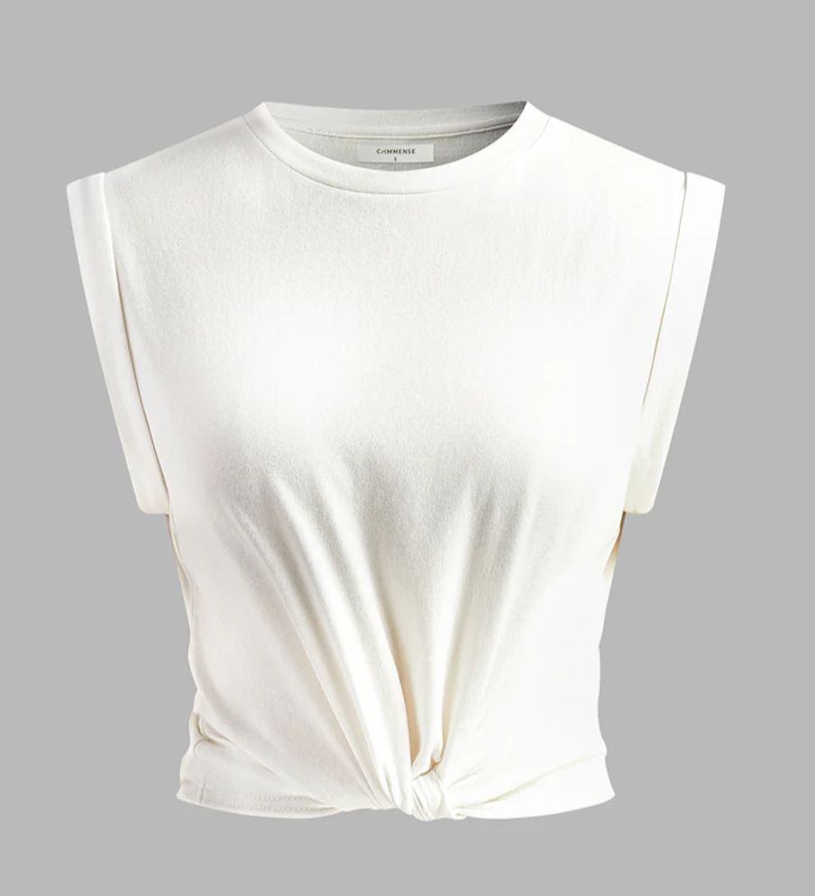 COMMENSE Cotton Knotted T-Shirt