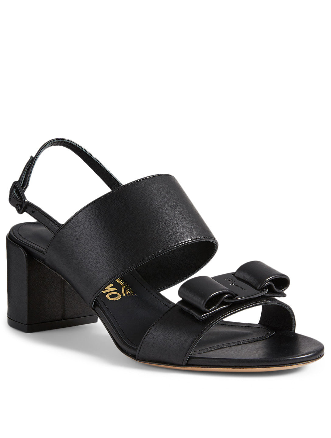 FERRAGAMO block heel sandal with vara bow