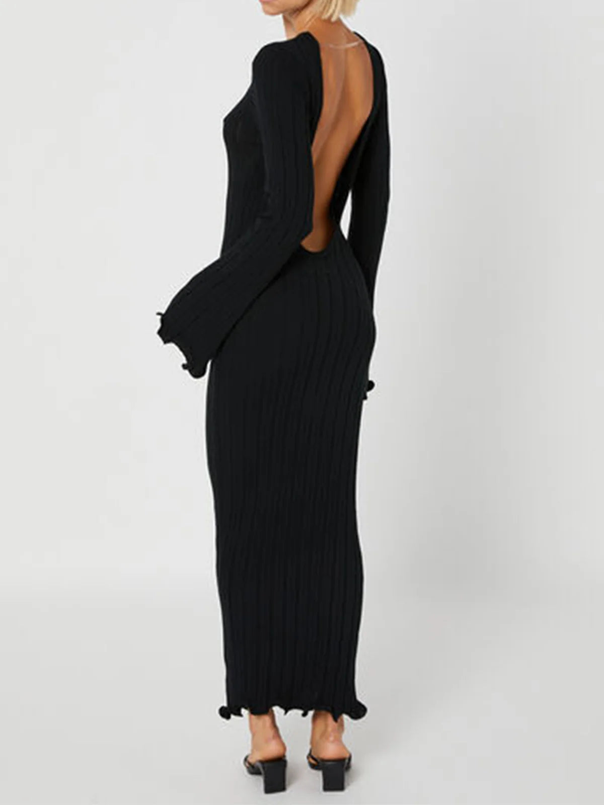 COMMENSE black ribbed dress