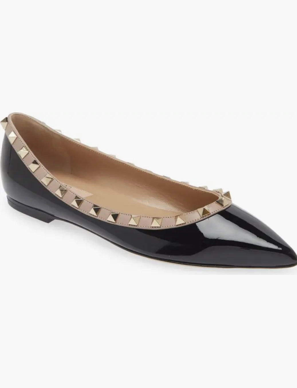 Valentino - Rockstud Pointed Toe Ballerina Flat