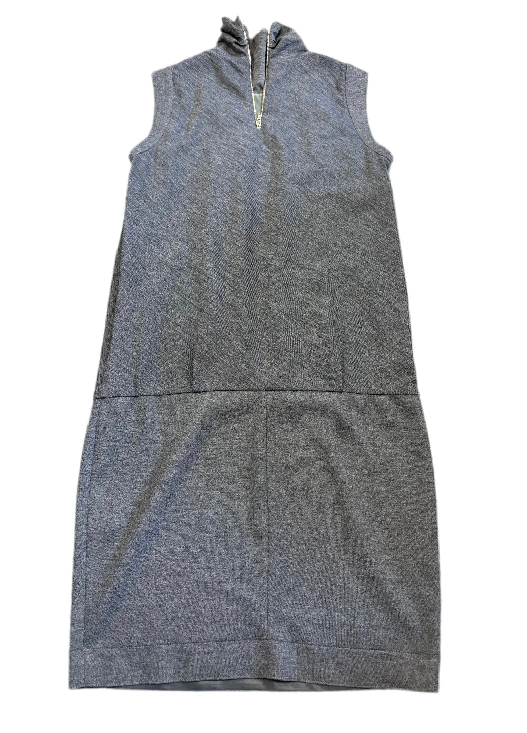 Brunello Cucinelli Grey Woolen Cowl Neck Sleeveless Dress