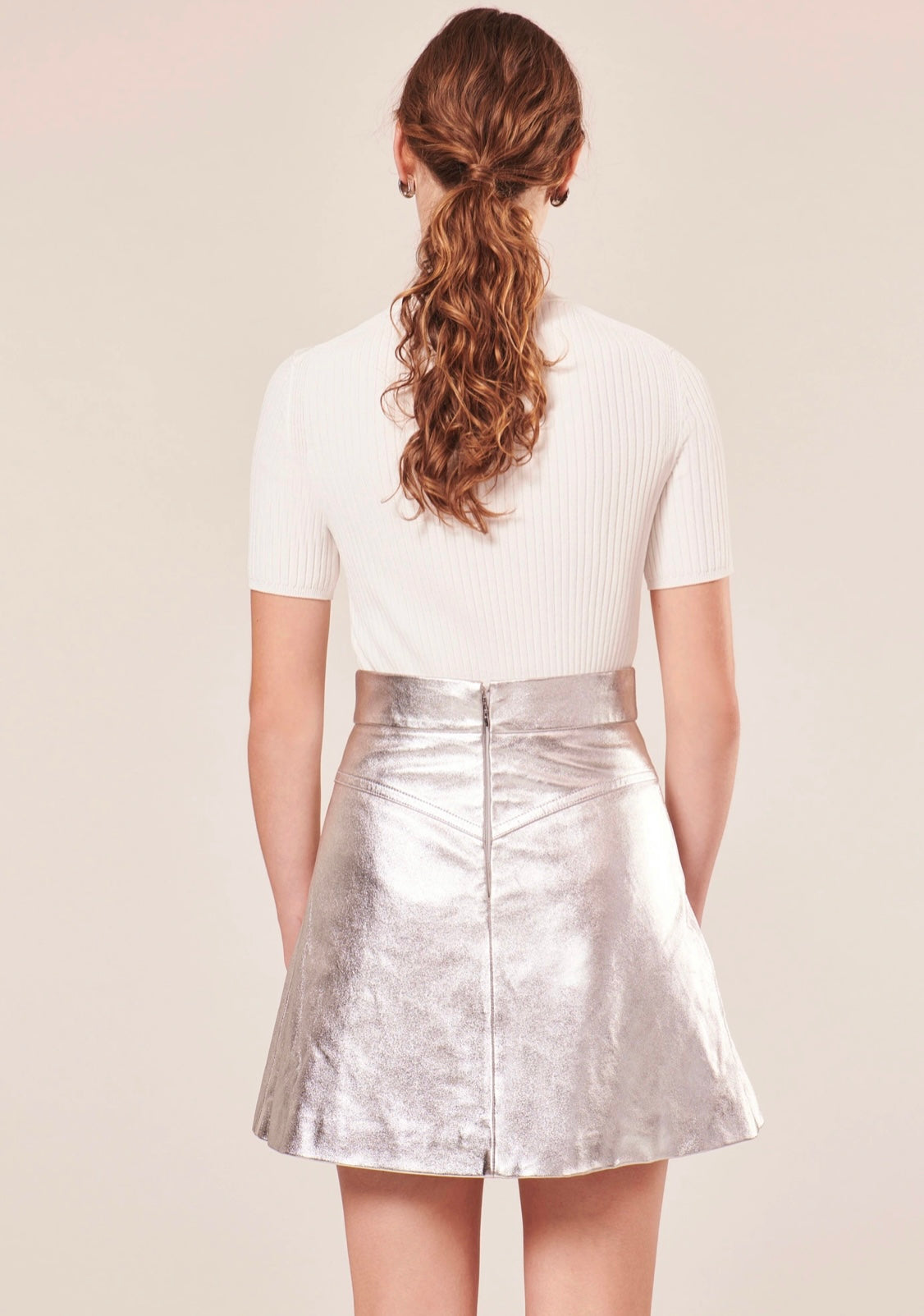 Tara JARMON Paris -
Jasmin silver
leather skirt