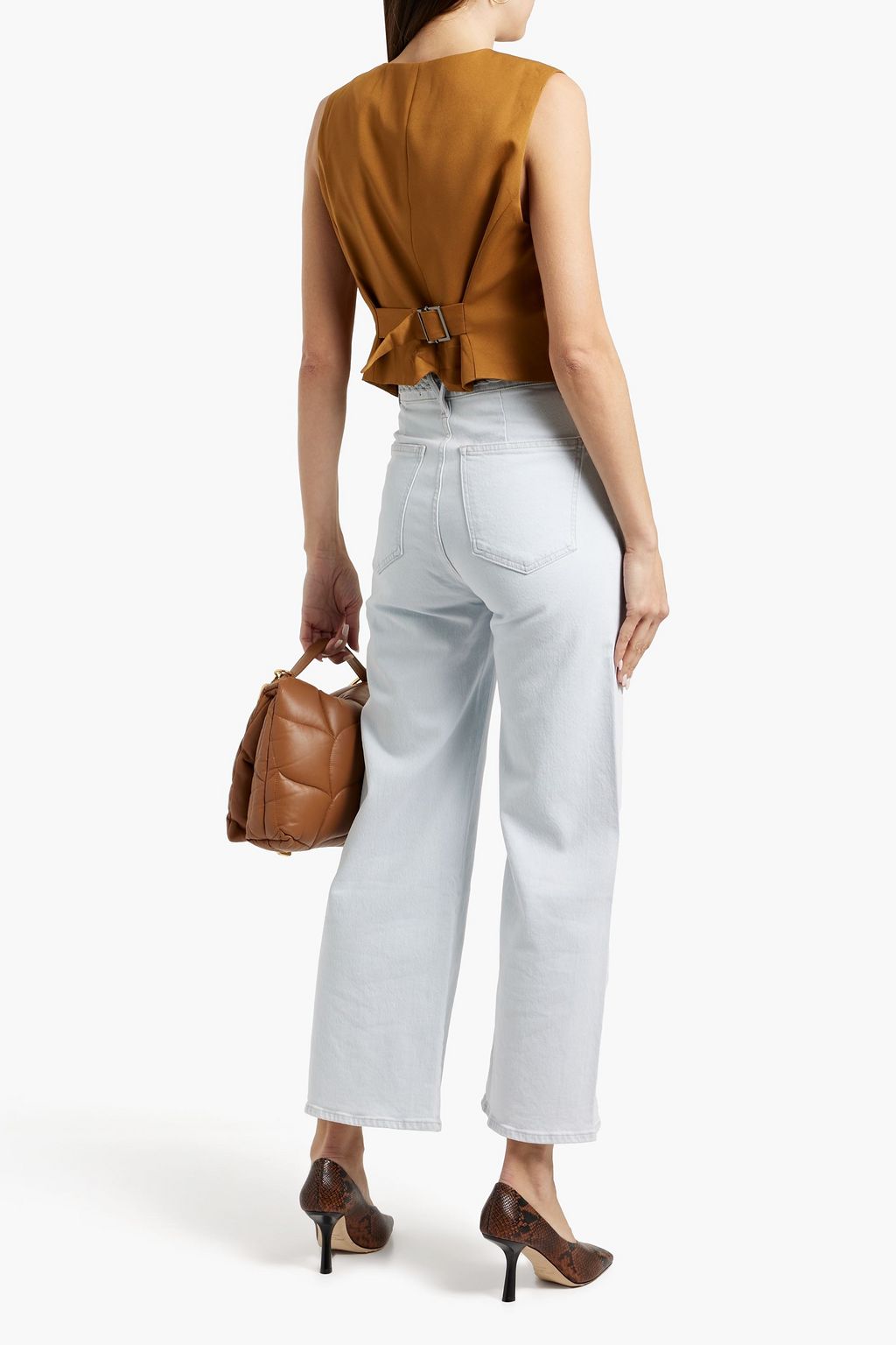 VERONICA BEARD grant braid trimmed high rise wide leg jeans