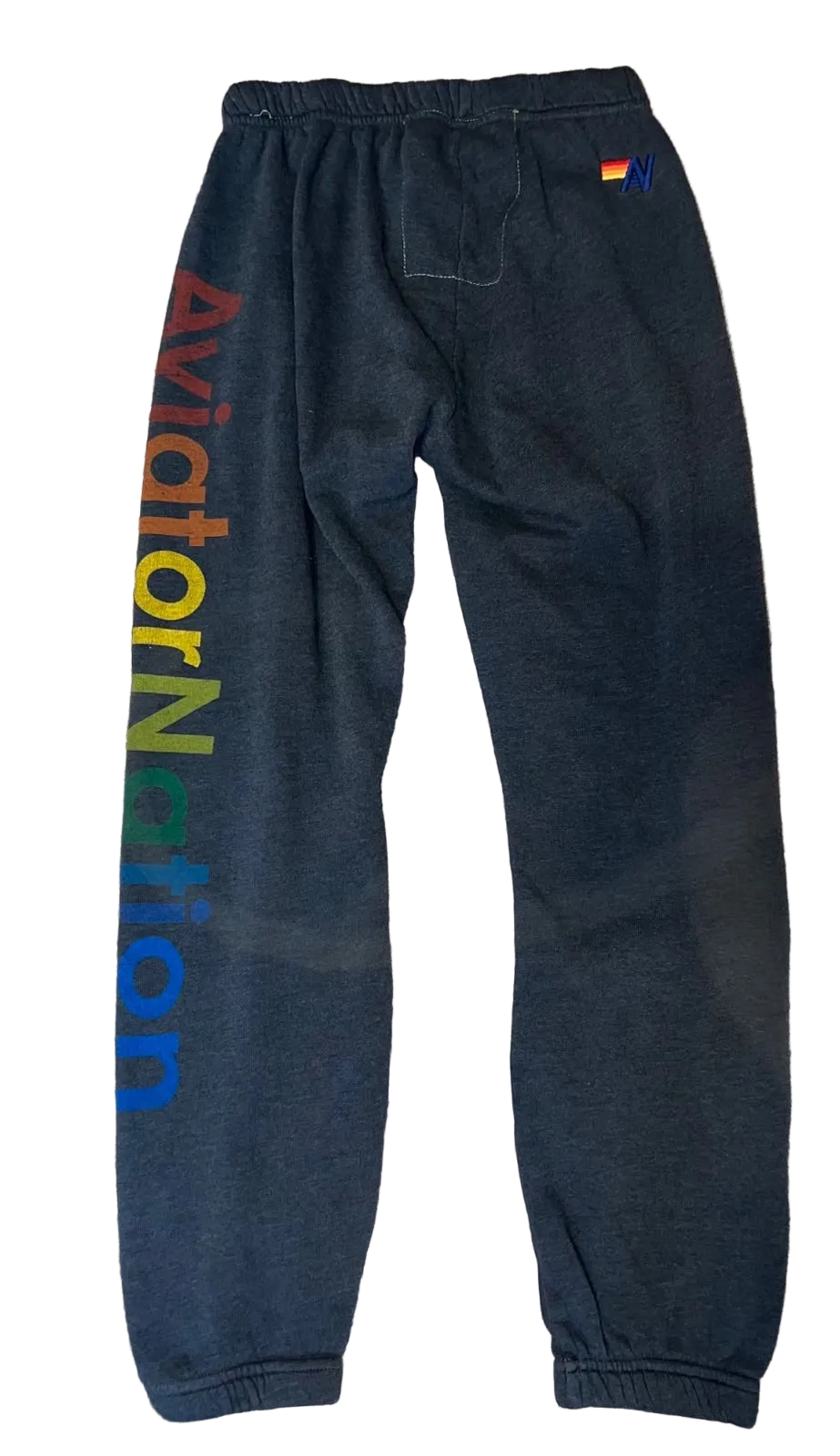 AVIATOR NATION charcoal sweatpants with rainbow logo