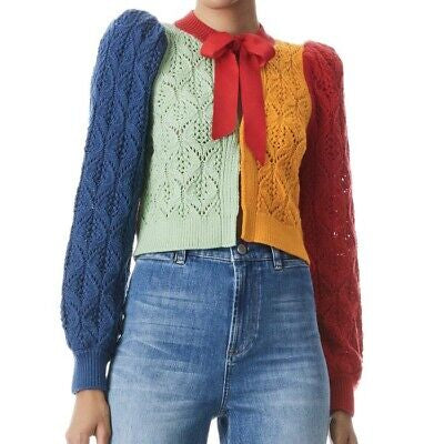 ALICE & OLIVIA multicolour cardigan with bow