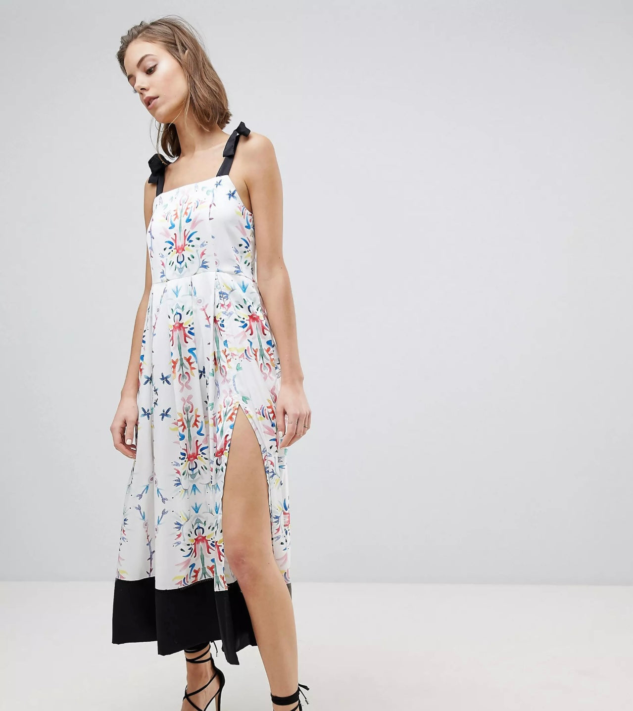 Sabina Musayev Abstract Floral Slit Midi Dress