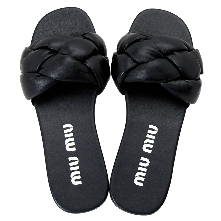 MIU MIU black braided sandals